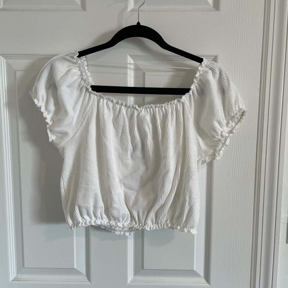 Wild Fable Puff Sleeve Ribbed Crop Top